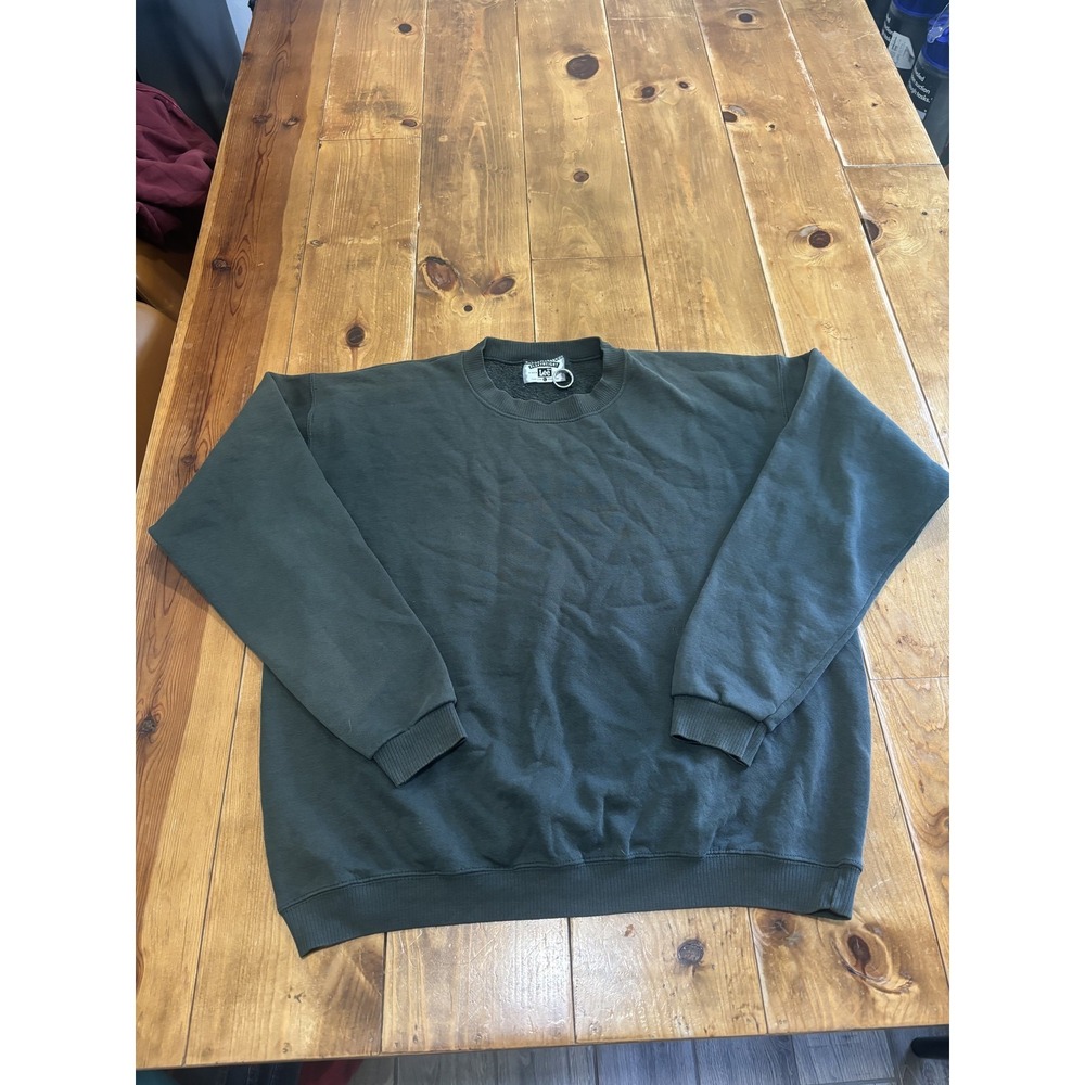 Lee Heavyweight Crewneck Sweatshirt Men's Large L Dark Green Plain Pullover